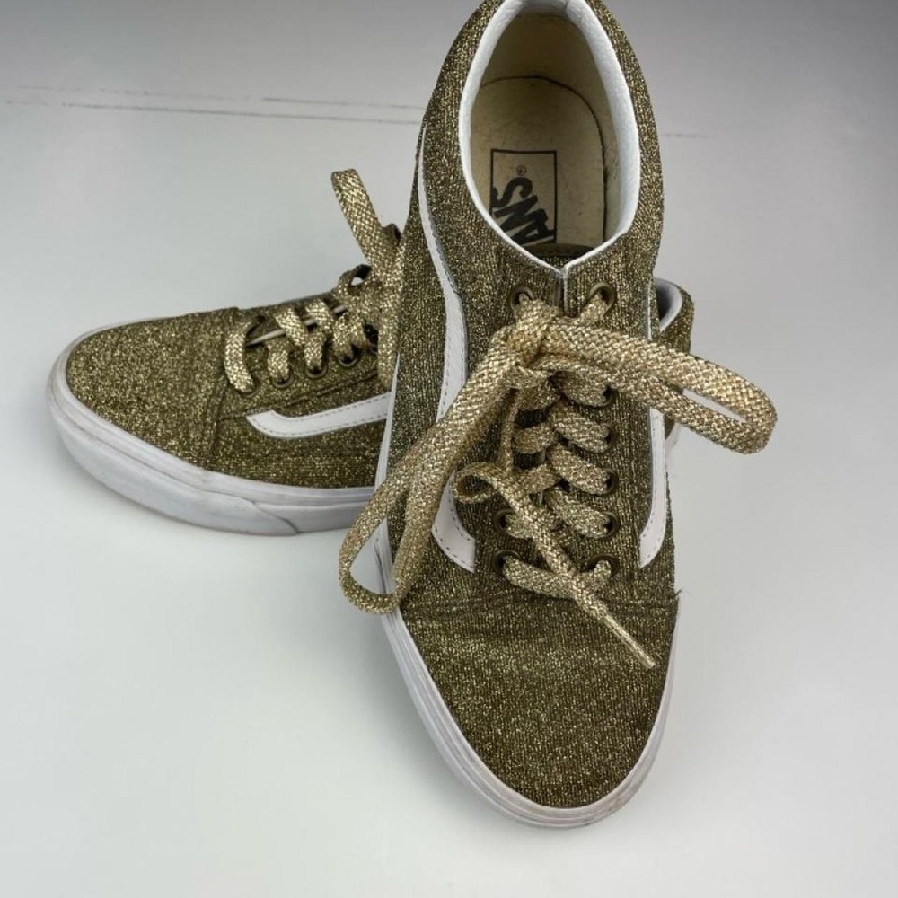 Cans Old Skool Gold Glitter Shoes Women's 9 Men's 7.5